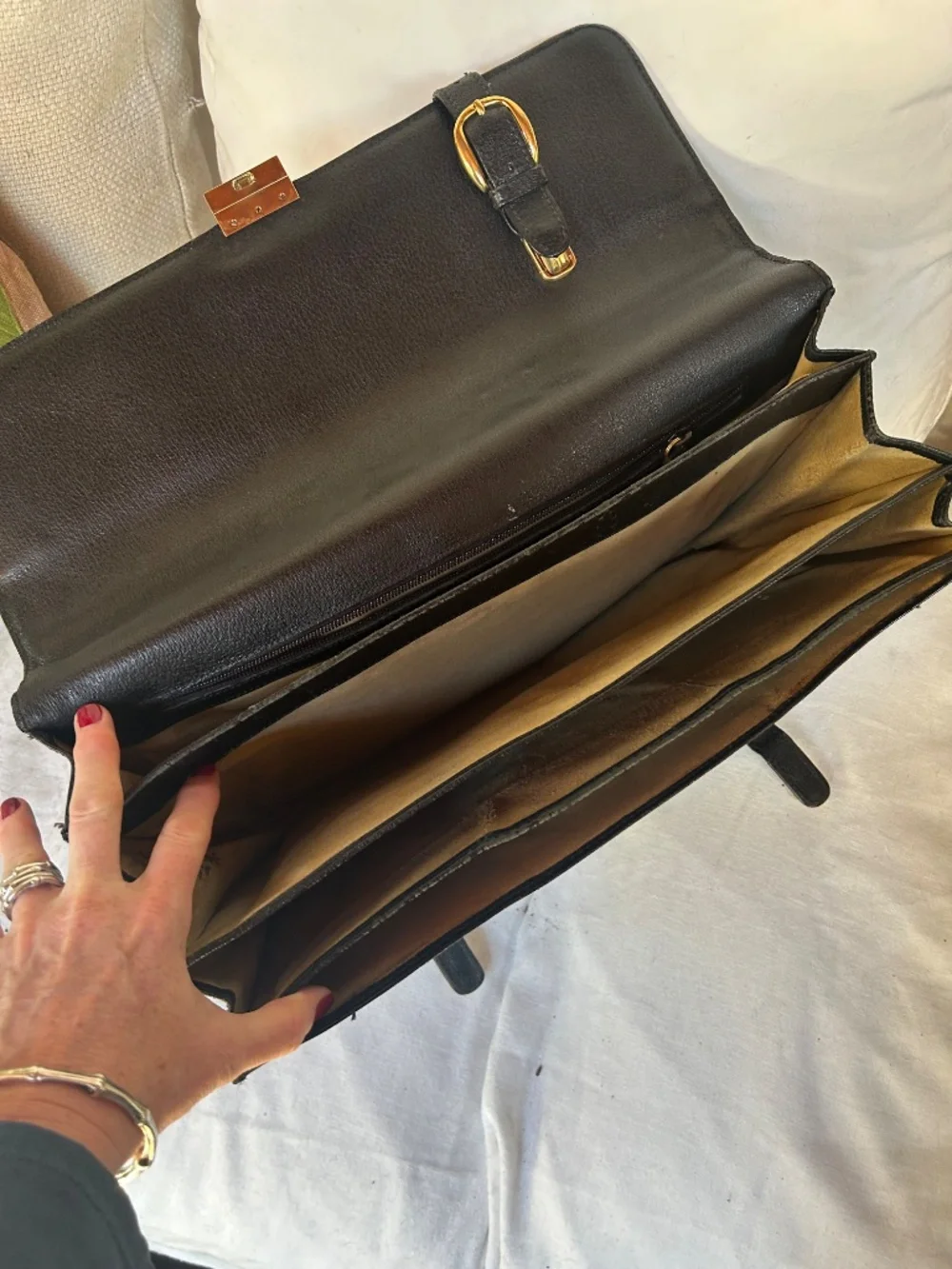 Gucci black all weather leather top handle gold briefcase bag vintage ITALY 17x1